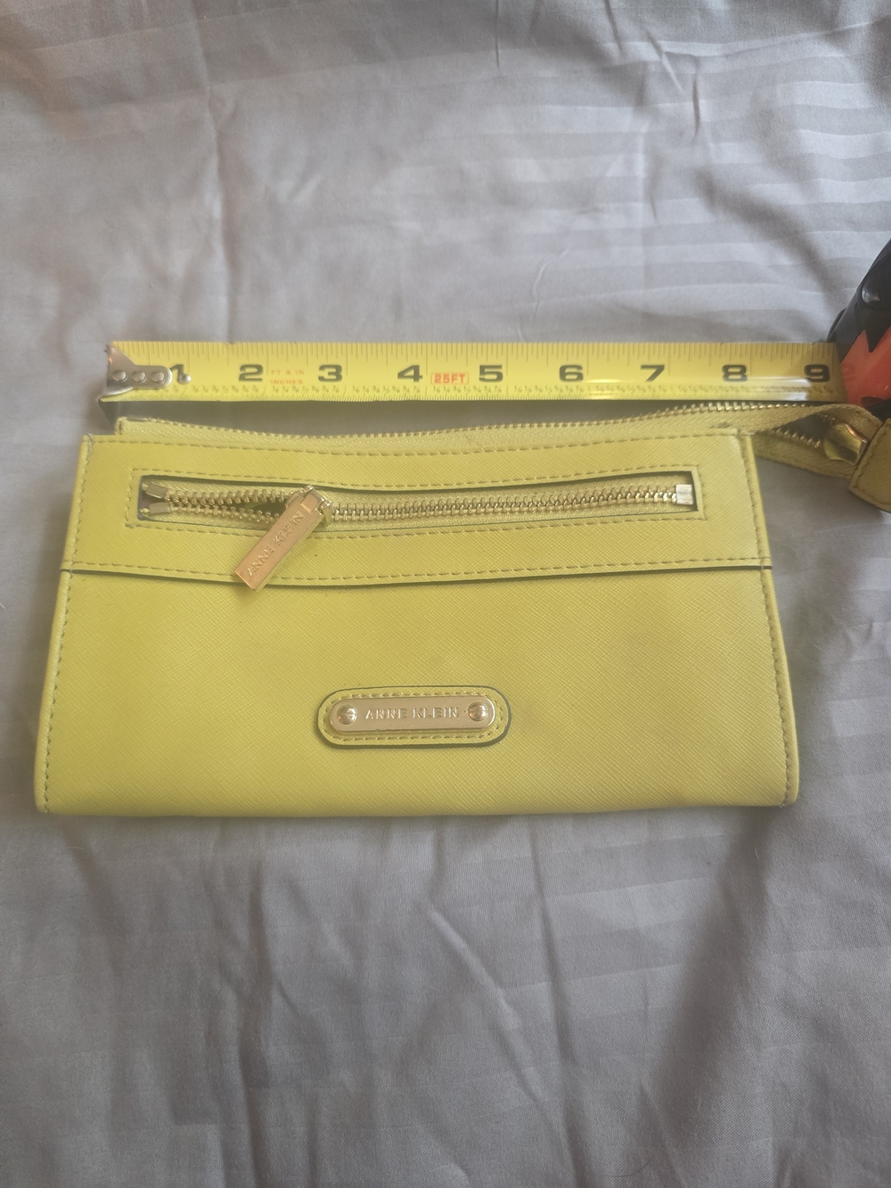 Anne Klein Bright Yellow/Green Wristlet Clutch with Gold Hardware - Picture 3 of 3